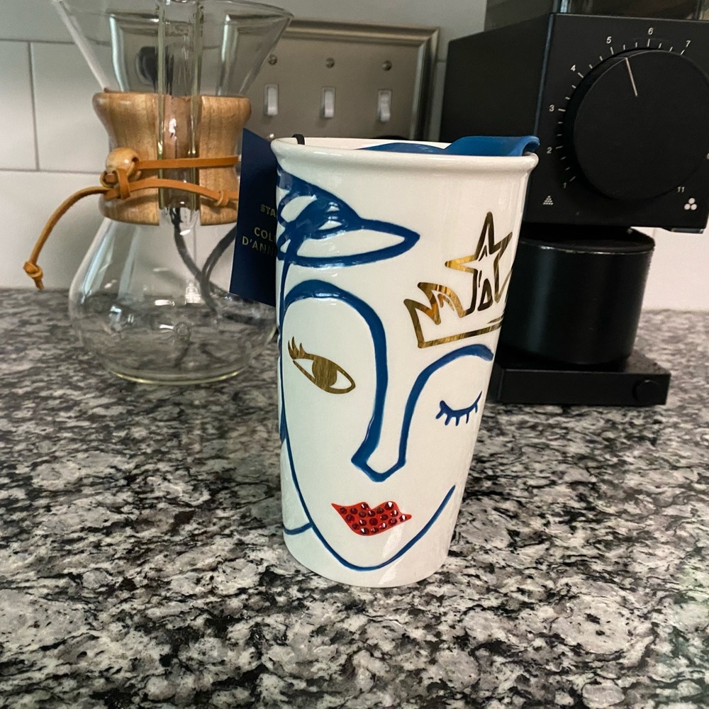 Starbucks 2016 Anniversary Crowned Siren Swarovski Crystal Lip Ceramic T…